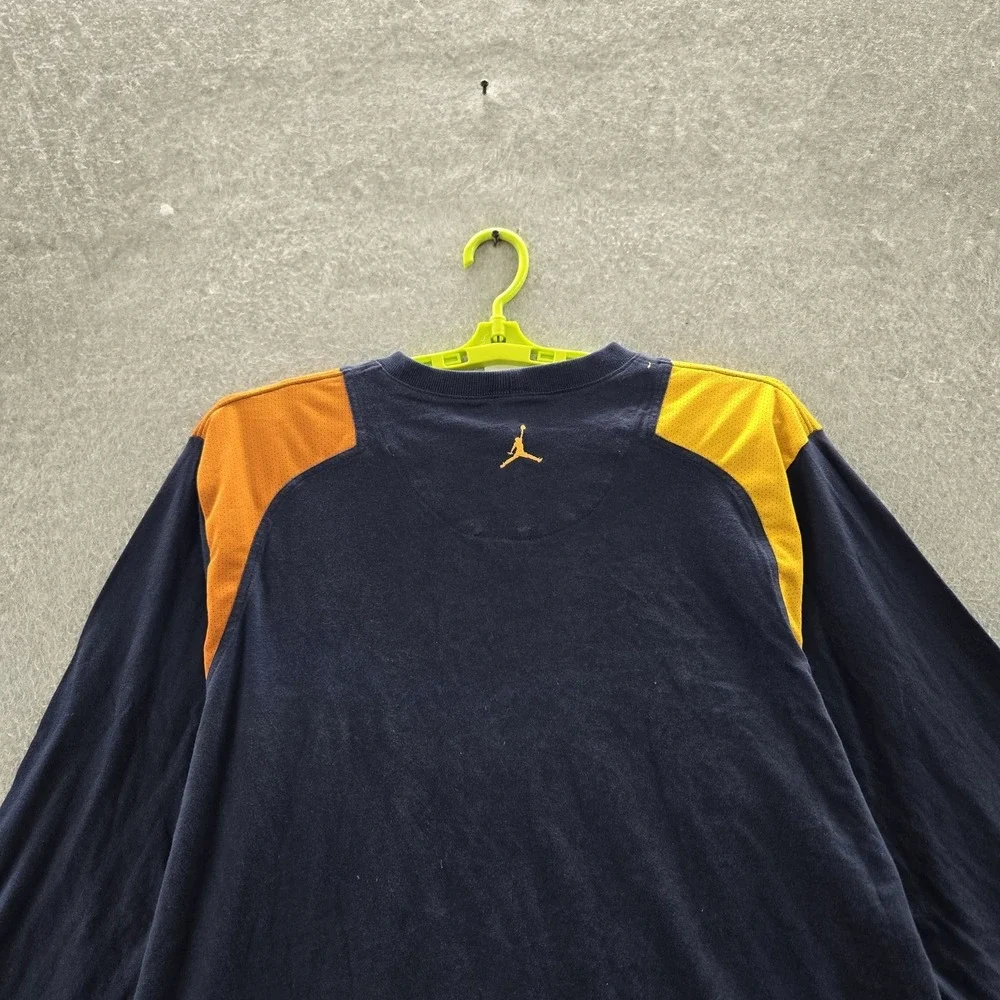 VINTAGE Jordan Men Shirt XXL Navy Y2K Colorblock Air Logo Long Sleeve‎